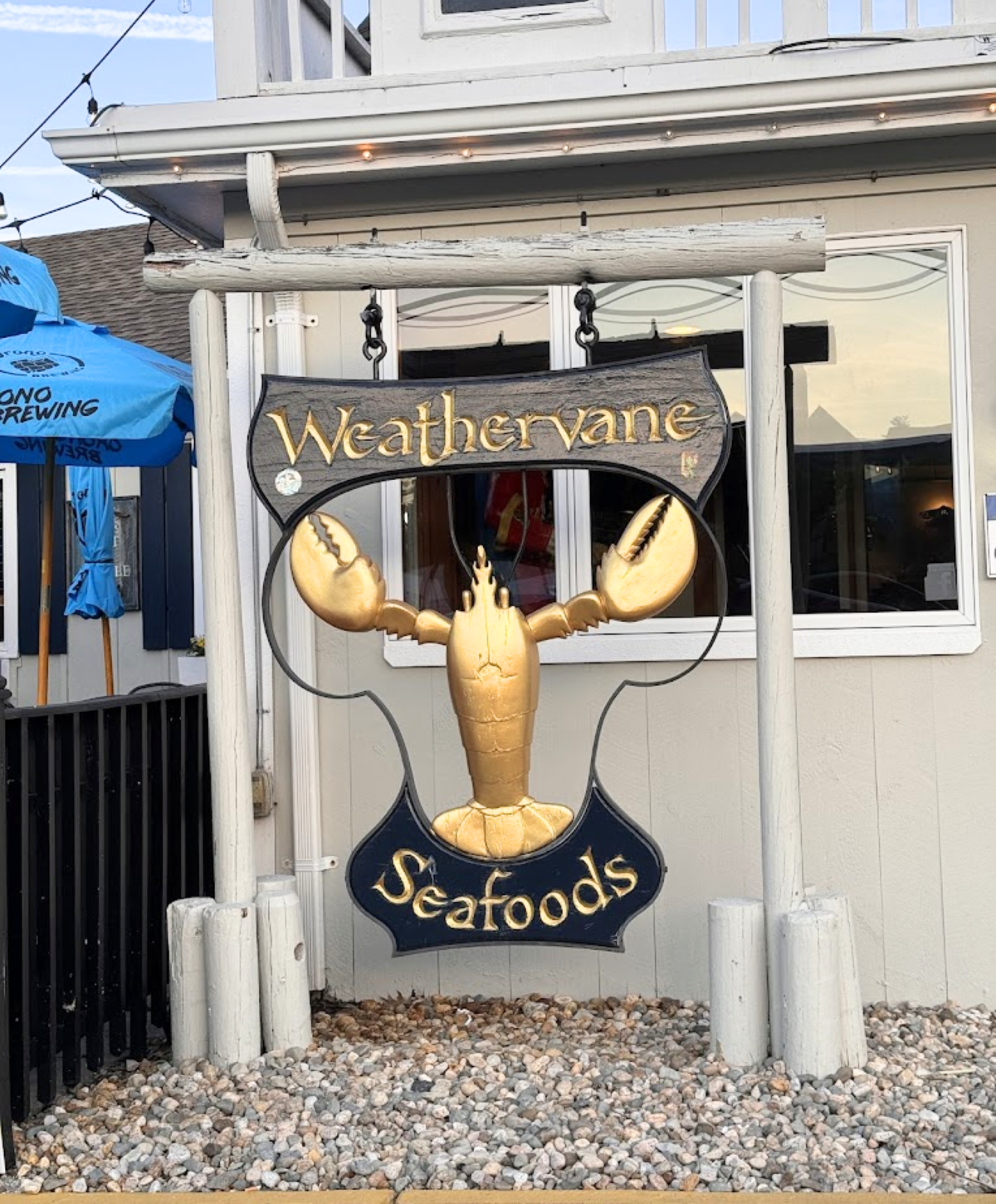 Signboard at Weathervane Seafood Restaurant Kittery Maine